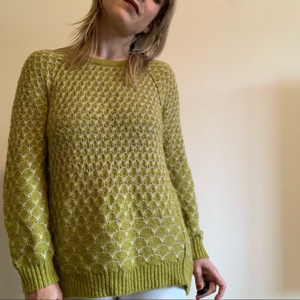 Loose woven detail green Anthropologie sweater
